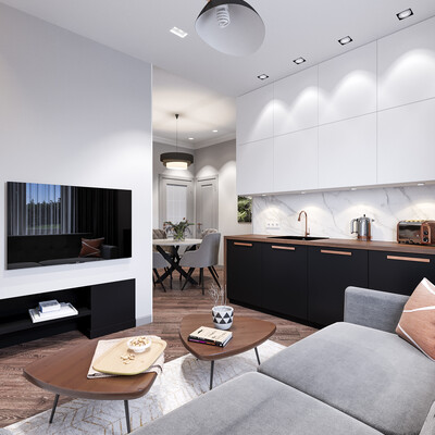 Visualization of kitchen-living room