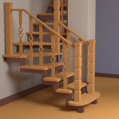 Stairs with swivel steps, 3 spans.