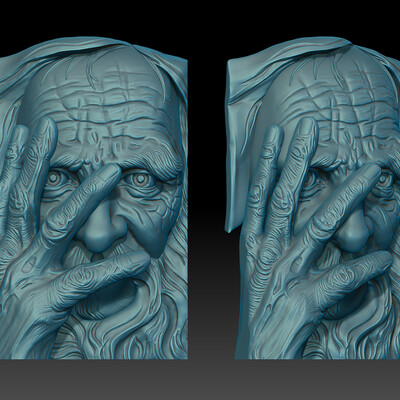 Old man. Bas-relief