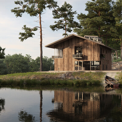 House on the shore of the lake