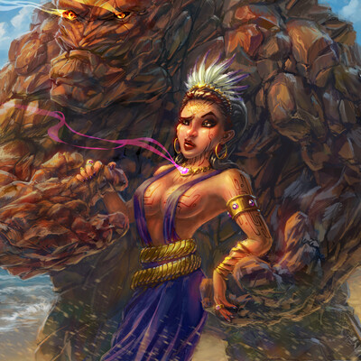 The sorceress and Golem