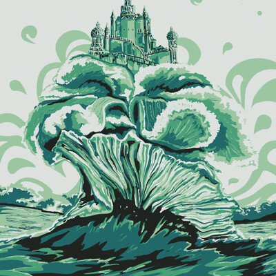 Mystic castle on the waves