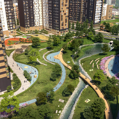 The residential complex Skandinavia in different seasons