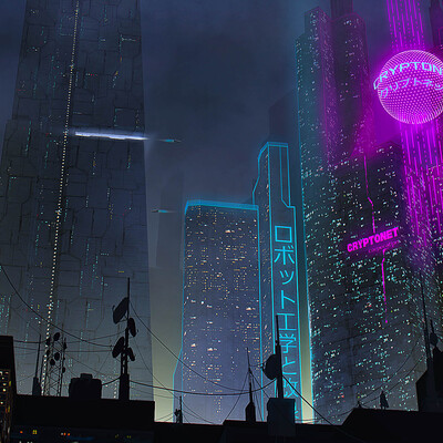 Cyberpunk concept city shot