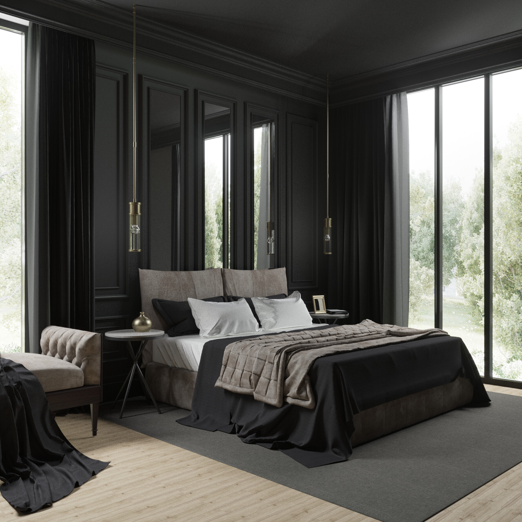Bedroom in the style of modern classics
