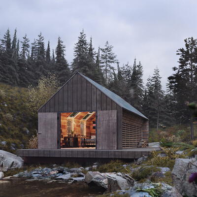 Hut somewhere in the Icelandic forest.
