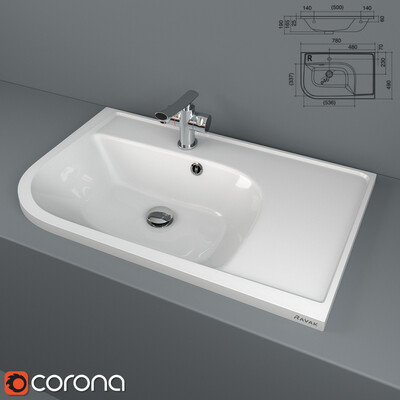 Wash stand 3D model: RAVAK Praktik U (acrylic, right version)