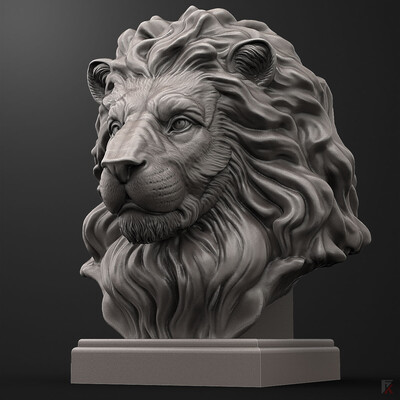 Lion Head Sculpture for 3d Printer