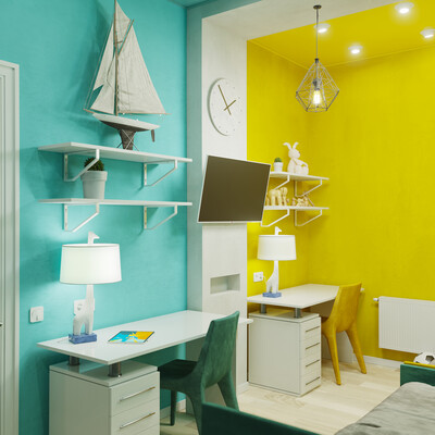 3D Photo-realistic Visualization - Kids Bedroom for 2 boys.