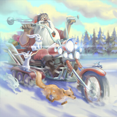 Santa on the motorcycle