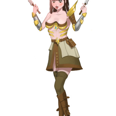 A girl with two knives