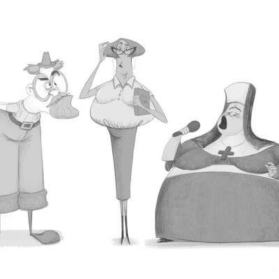 Oldies cartoon character design sketches