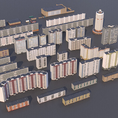 Russian buildings pack 3D model