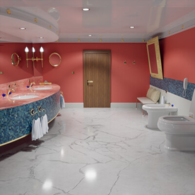 Visualization of the bathroom in the room at the Burj Al Arab.