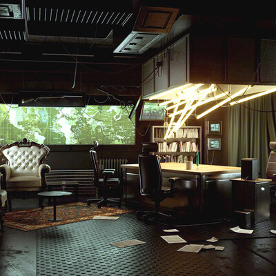Cyberpunk Interior 3D Visualization. Based on Deus Ex: Human Revolution Concept Art