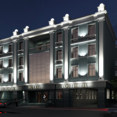 The building and night lighting