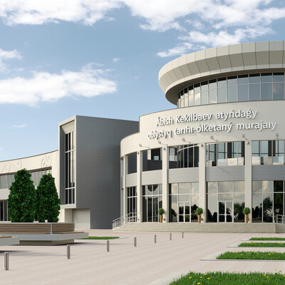 Visualization of the exterior of a public building in Aktau, Kazakhstan.