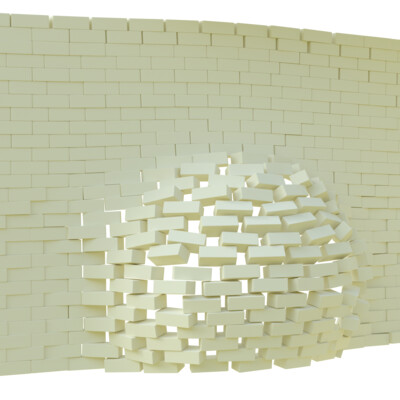 Wall destroyed by a ball