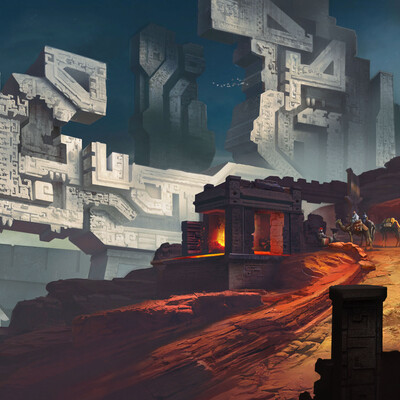 Caravan in the red desert
