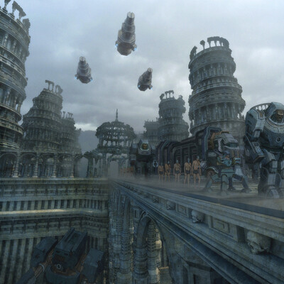 Karavan. Amid the ruins.