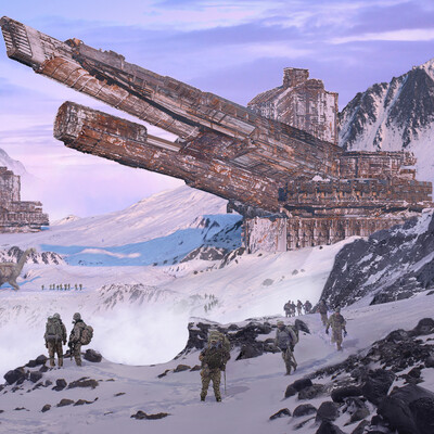 Caravan on mountains