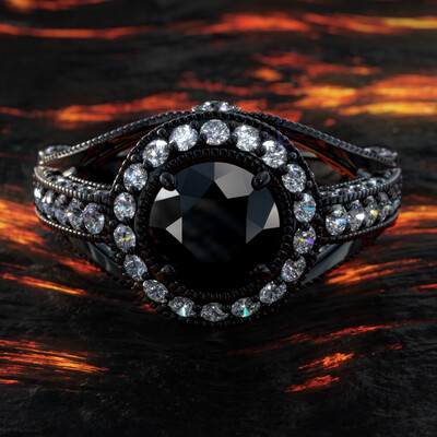 Ring with black diamond