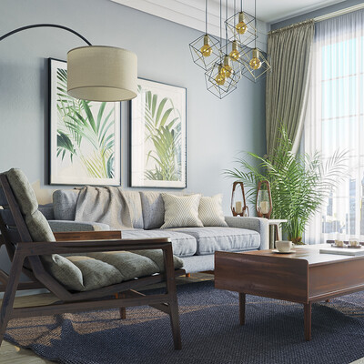 Visualization of the living room element in bright colors.