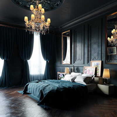 interior with dark materials