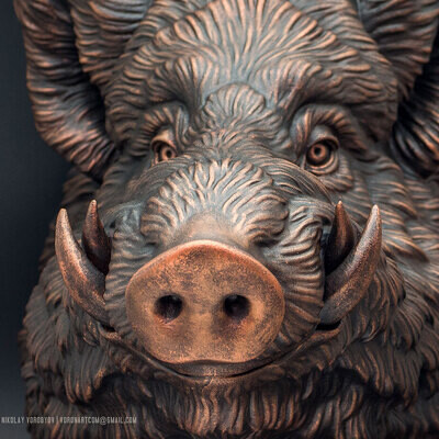 Wild Boar head wall sculpture