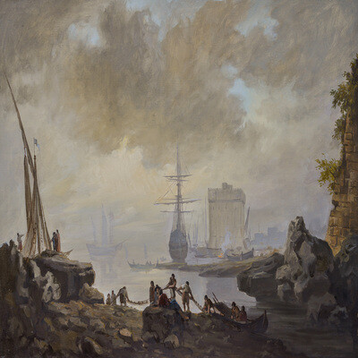 Claude Joseph Vernet  Copy "Sea view. Fog". 1740  Canvas, oil  65x100cm.