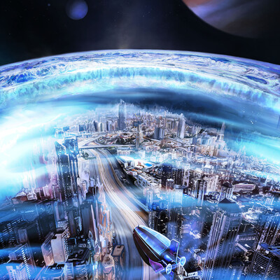 Panorama of the subglacial city, the hypothesis of life on the satellite of Jupiter Europe