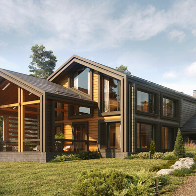 House in a pine forest