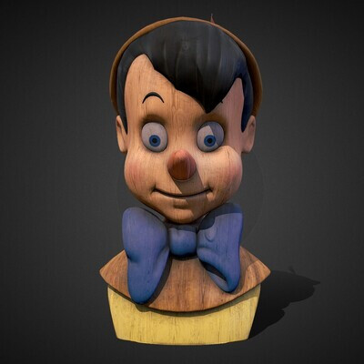 Low poly model of a wooden boy Pinocchio.