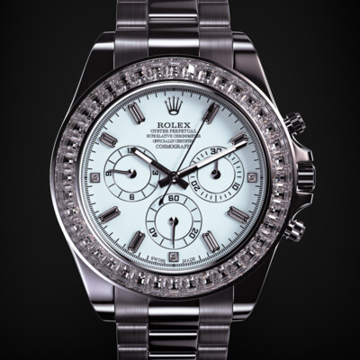 Rolex Daytona - Platinum finish with Diamond Bezel