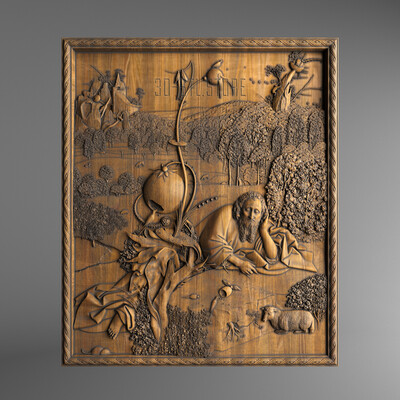 STL bas-relief "John the Baptist in the desert" by order of the client. The model is made for a 3-coordinate CNC machine.