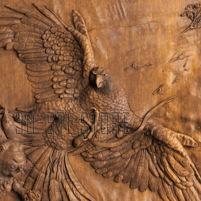 Bas-relief "Hunting" - stl model for CNC milling