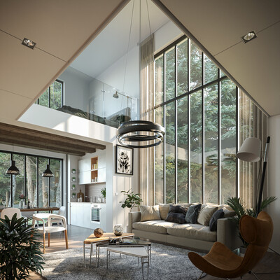 House in the forest interior