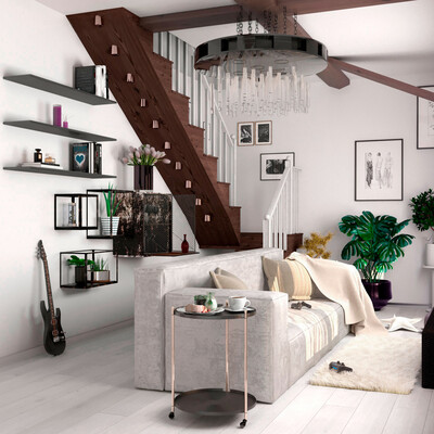 Visualization of the living room of a country house