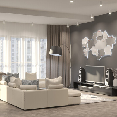 Interior kitchen-living room
