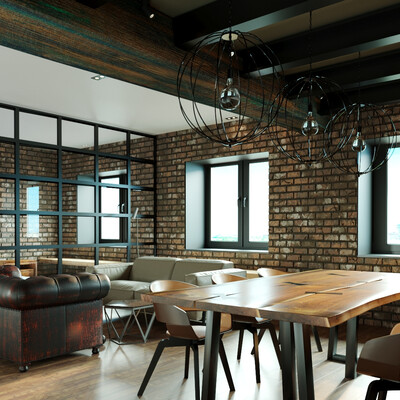 3D visualization of apartment interior design in Loft