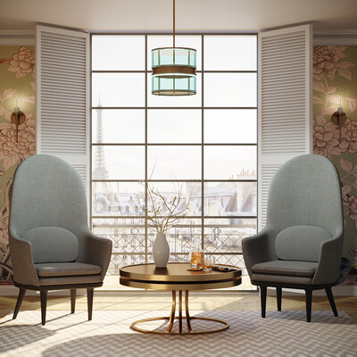 living room with French window
