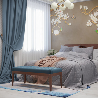 bedroom with a mural