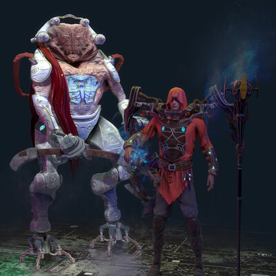 Human mage and alien partner