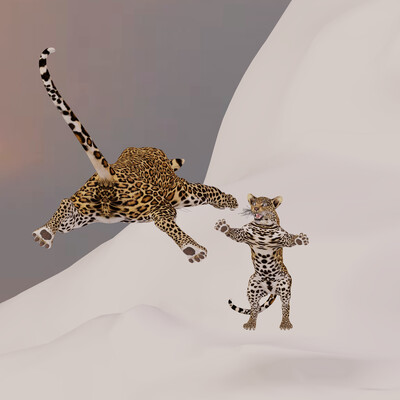 Creatures Animation WIP. Leopard with cub.