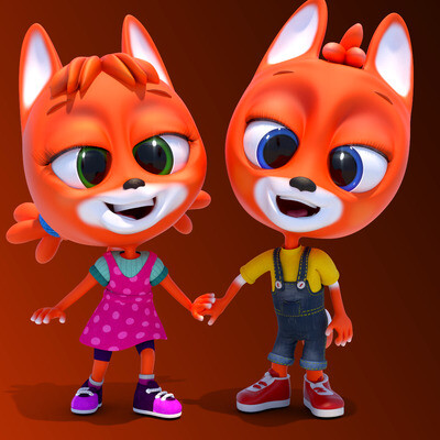 Foxes. Little family.