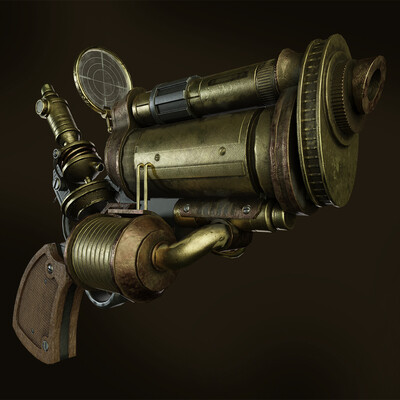 Steampunk gun whith microscope