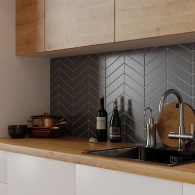 3D visualization of modern kitchen furniture.