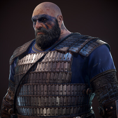 Viking-style character, lowpoly realtime render