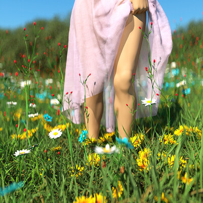 Girl in a flower field