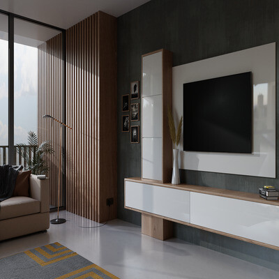 Design and visualization of furniture in a living room